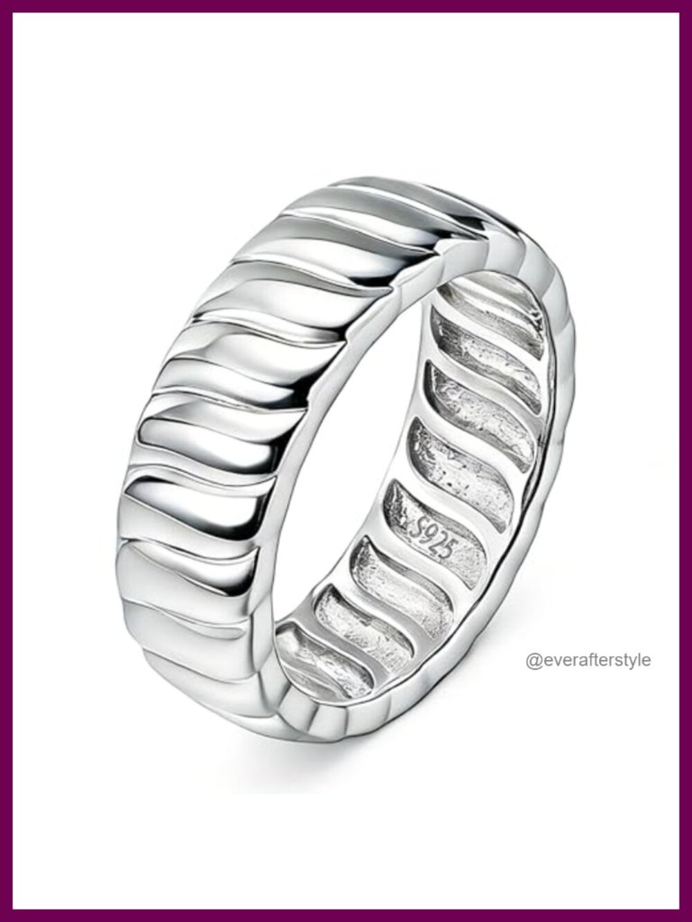 18K Gold Plated Chunky Statement Ring 925 Sterling Silver Stackable Wide Band